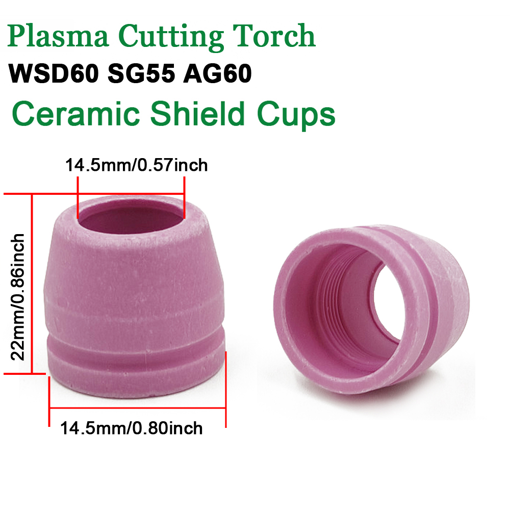 50A&60A Ceramic Shield Cup Pink Ceramic Nozzle for Plasma Cutter WSD-60P SG-55 AG-60 Torch