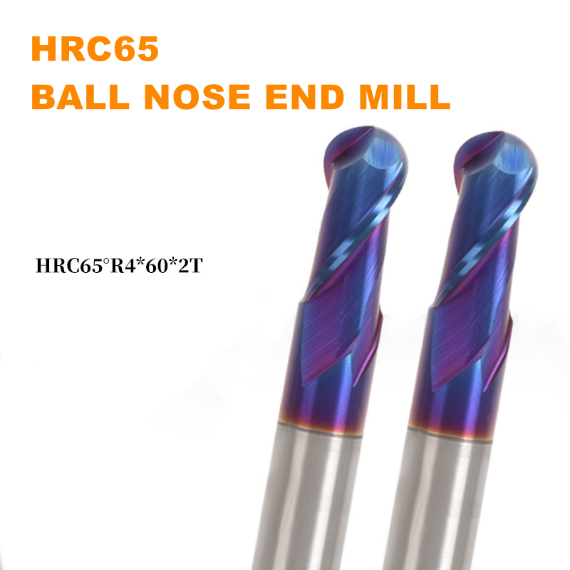 HRC65 Blue Nano Cover 2 Flutes Ball Nose End Mills